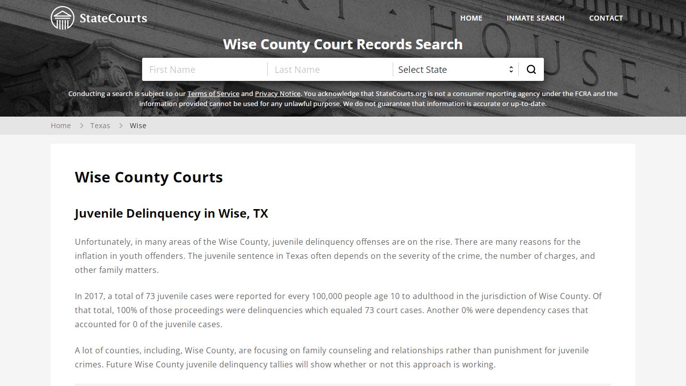 Wise County, TX Courts - Records & Cases - StateCourts